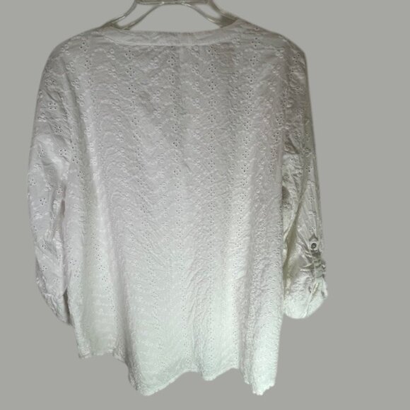 Fat Face White Cotton Eyelet Poppy Pullover- Size 14 - Picture 8 of 11